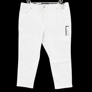 NWT Terra & Sky Womens Straight High Rise Stretch White Denim Jeans Plus Sz 24WP